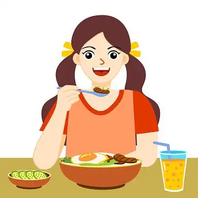 可爱扁平吃饭人物插画吃饭人物png素材